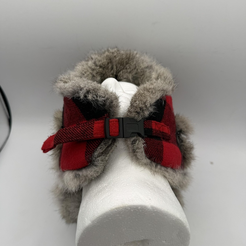 Yukon Tracks Trapper Hat Mens Large Red Black Plaid Rabbit Fur Winter Outdoor - Picture 8 of 14
